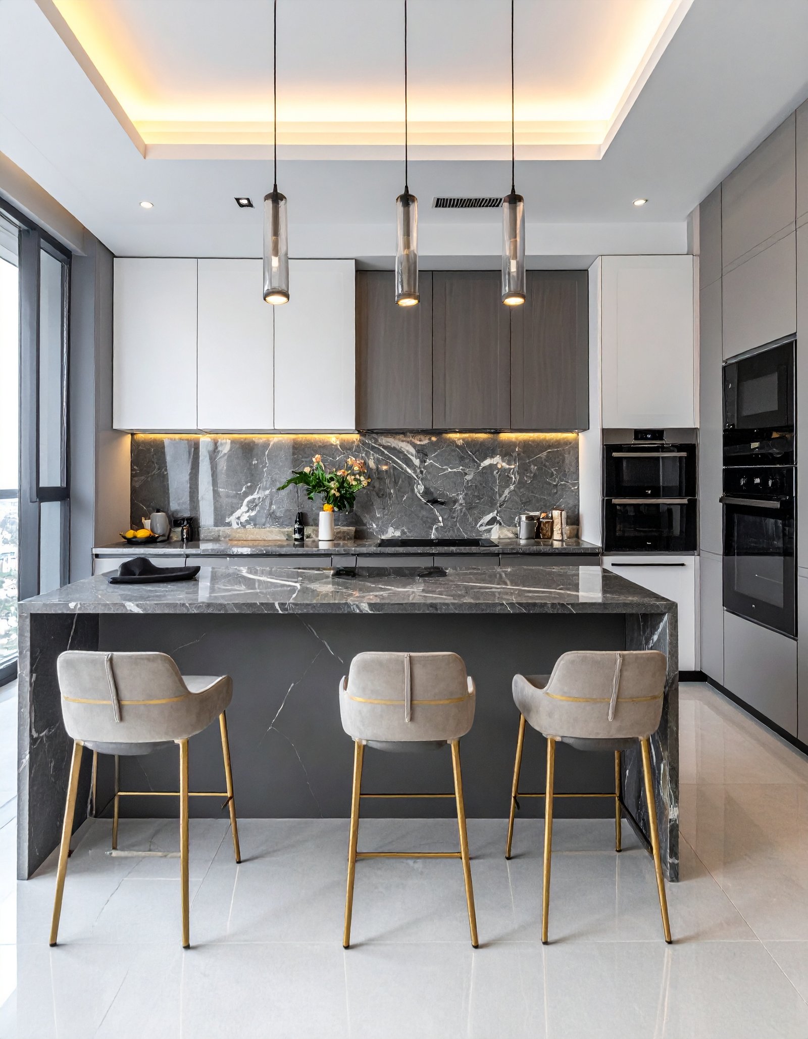 Penthouse Kitchen at Blue Hour