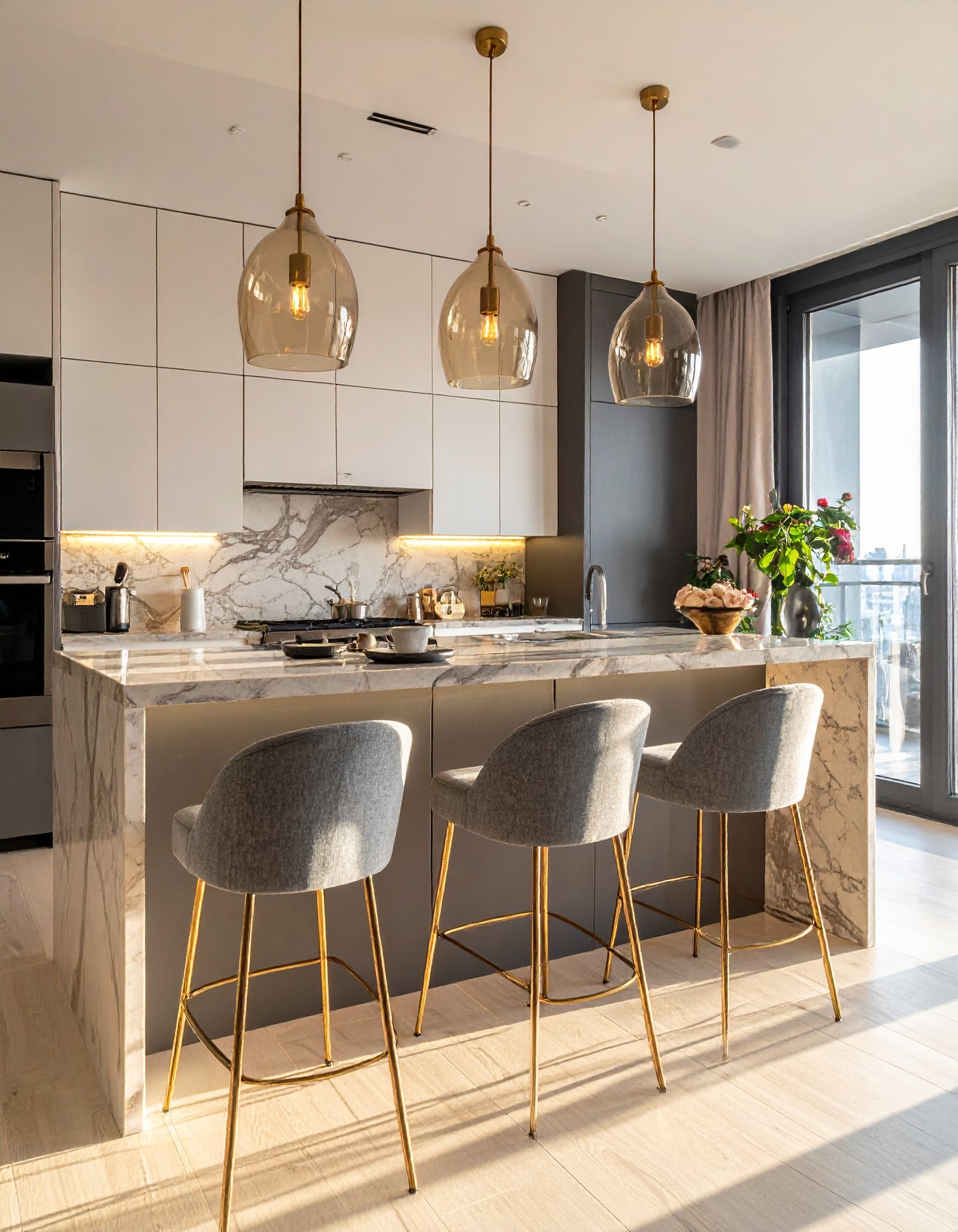 Penthouse Kitchen at Blue Hour