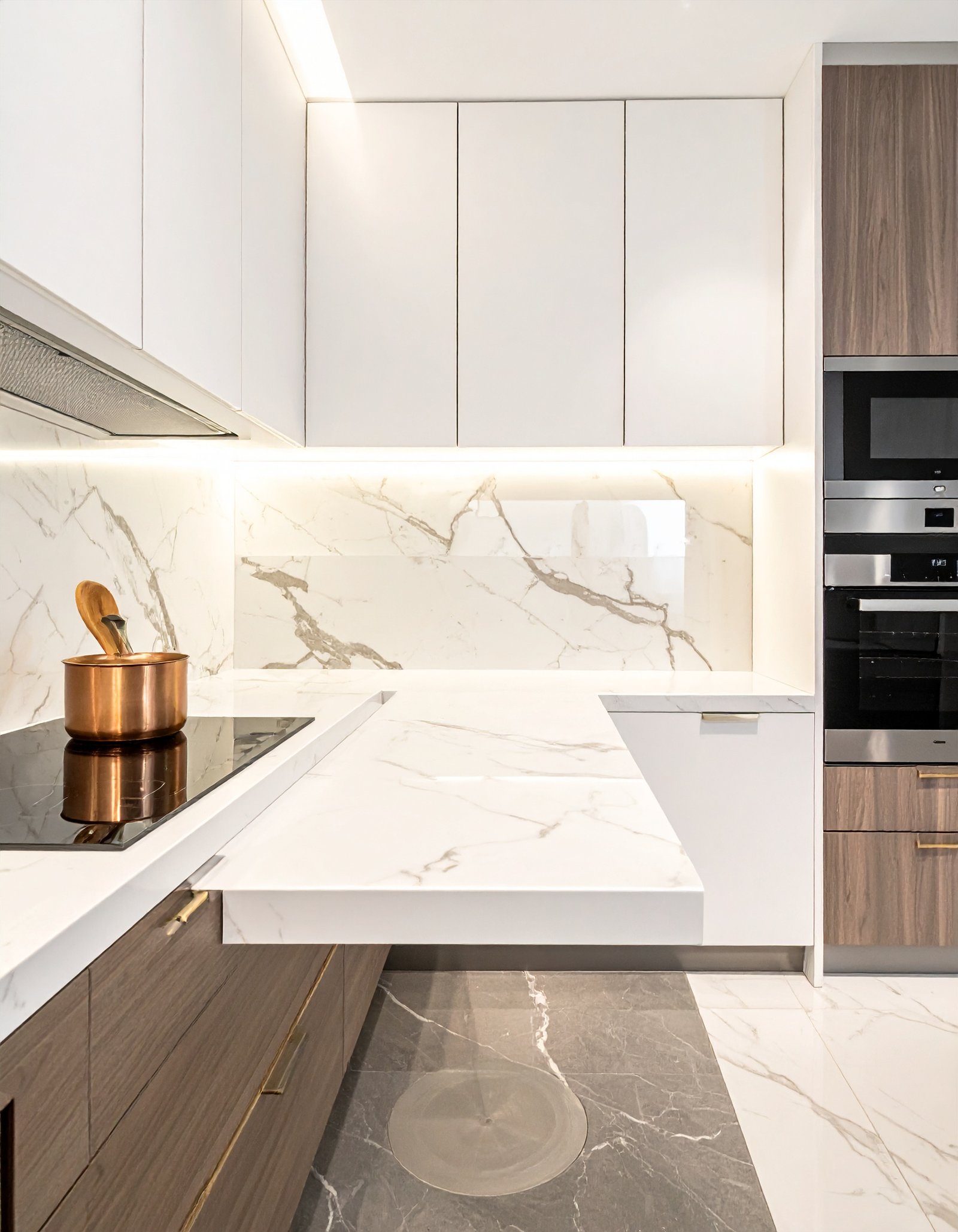 White Marble Island Kitchen