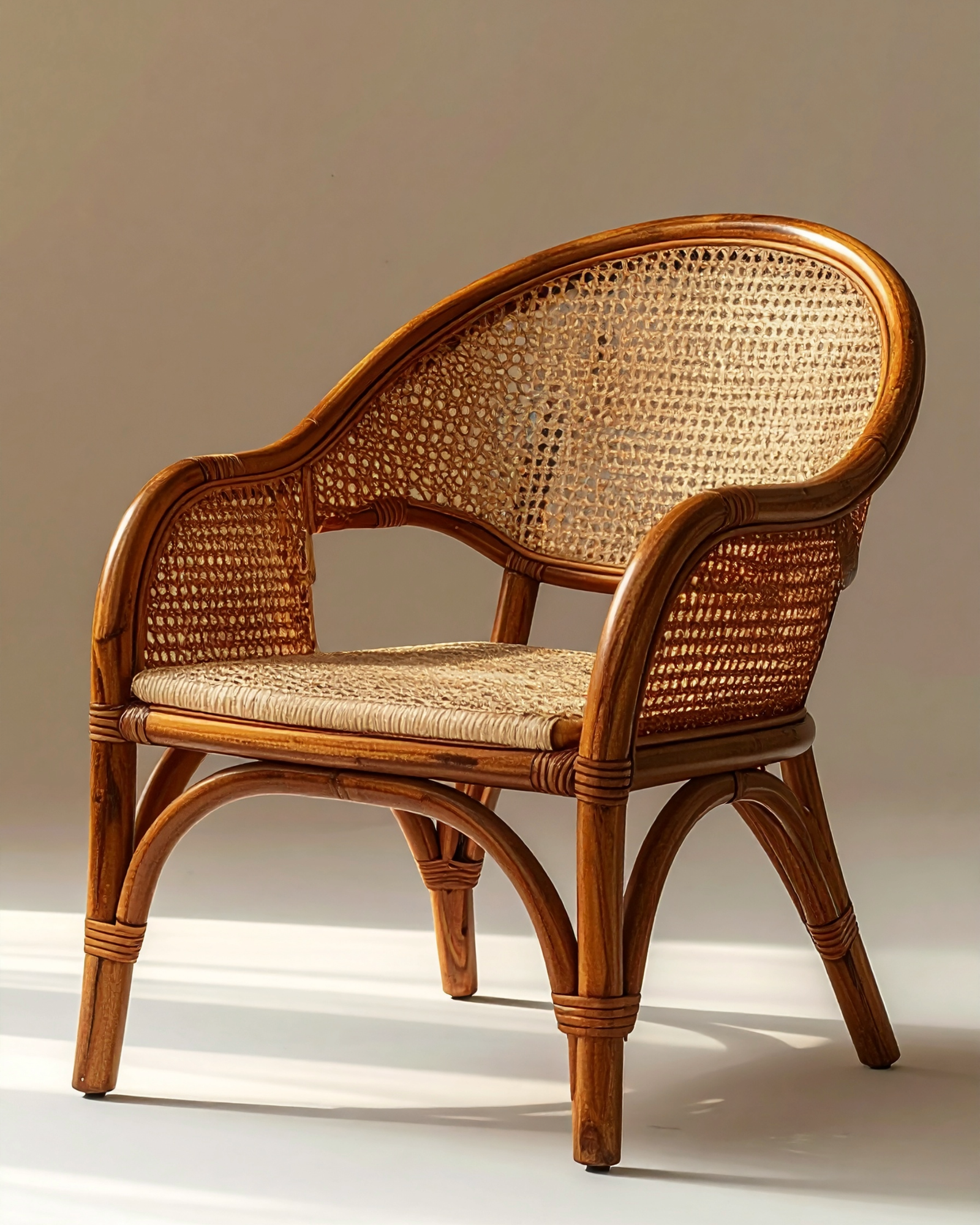 Rattan Barrel Accent Chair