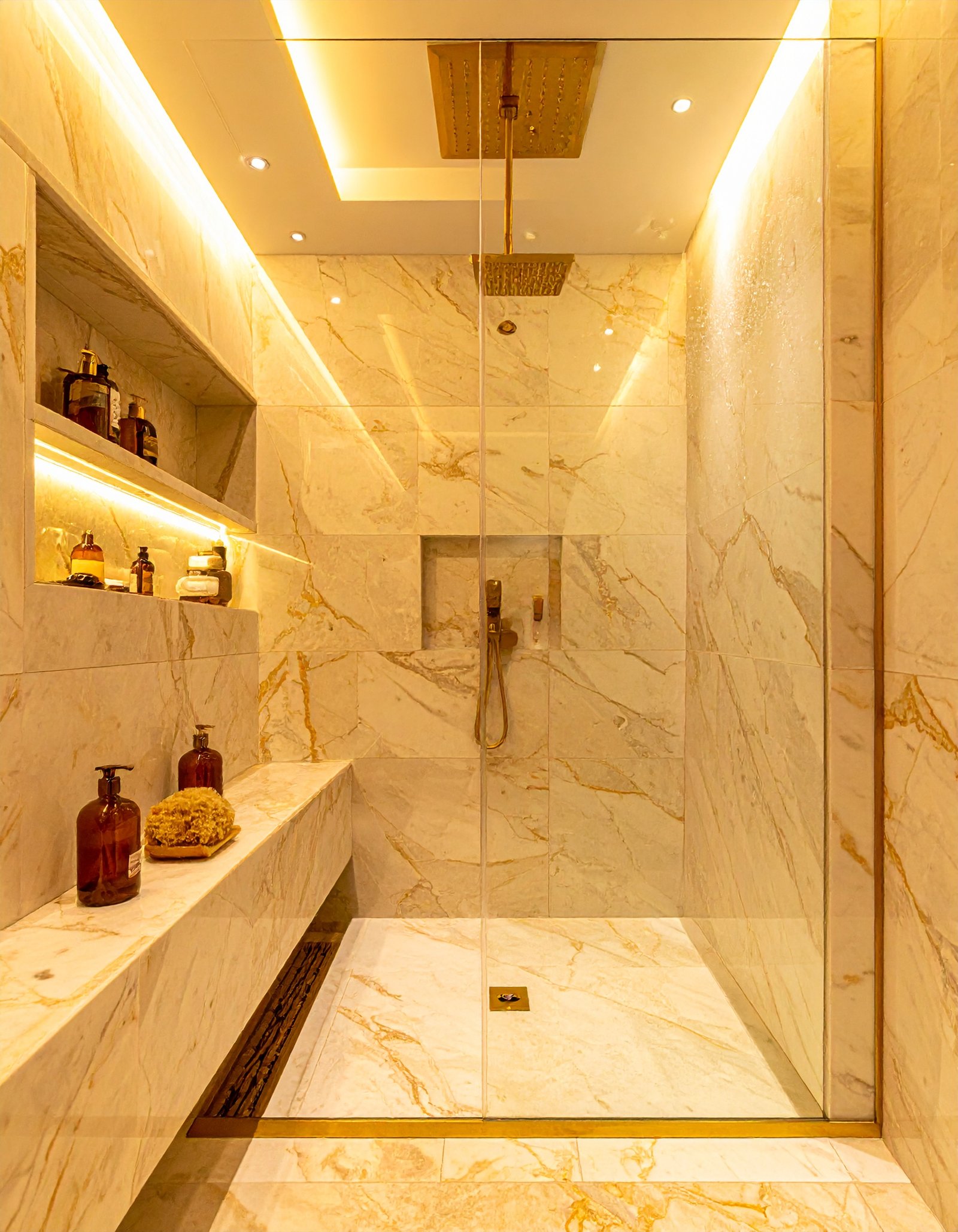 Calacatta Marble & Gold Master Bathroom