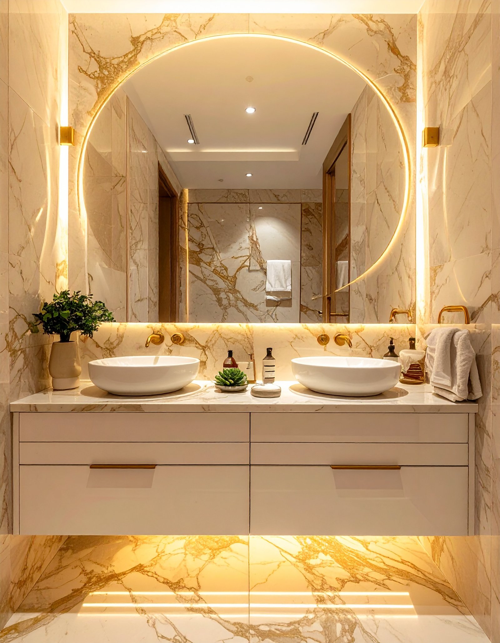 Calacatta Marble & Gold Master Bathroom