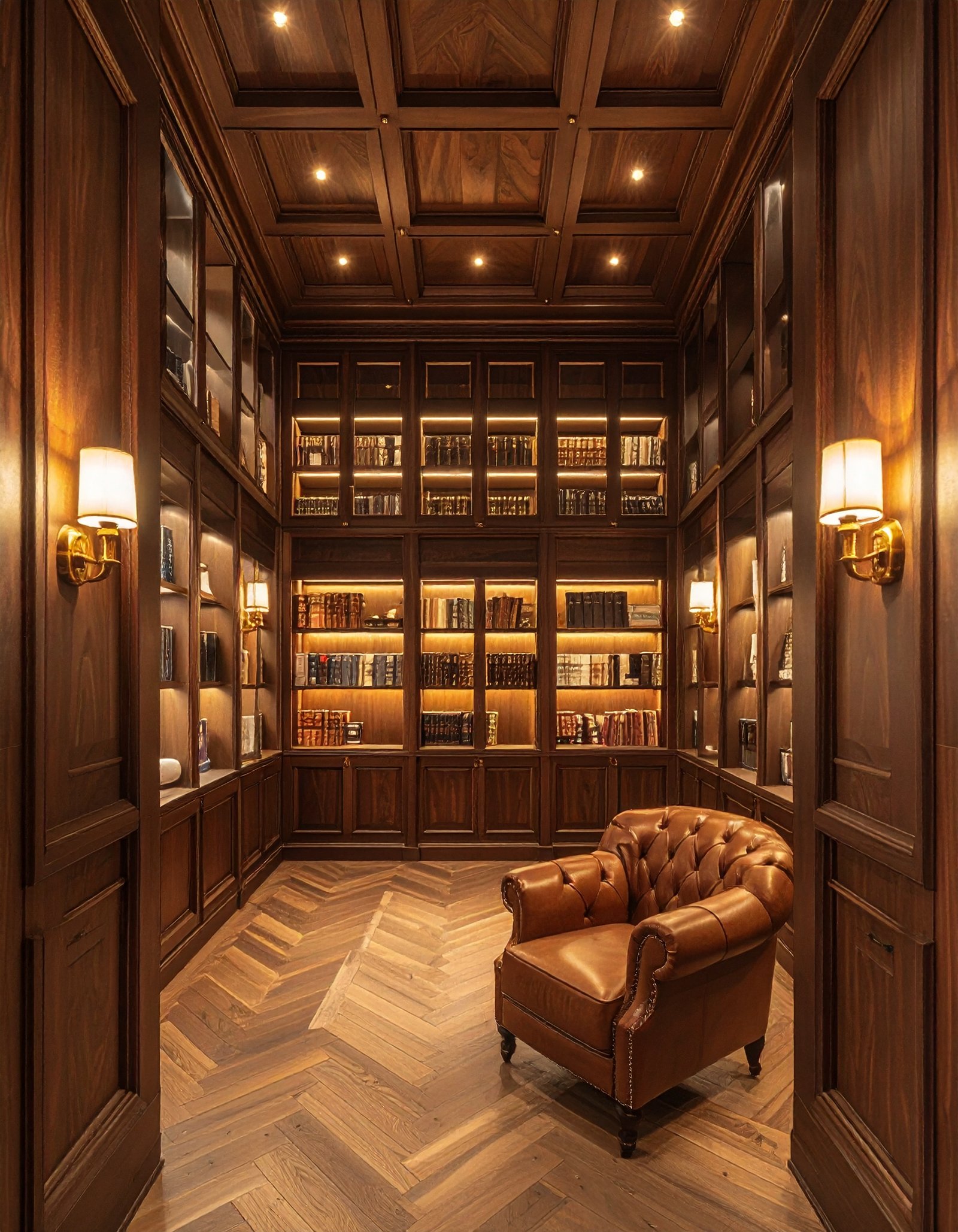 Walnut-Paneled Private Library
