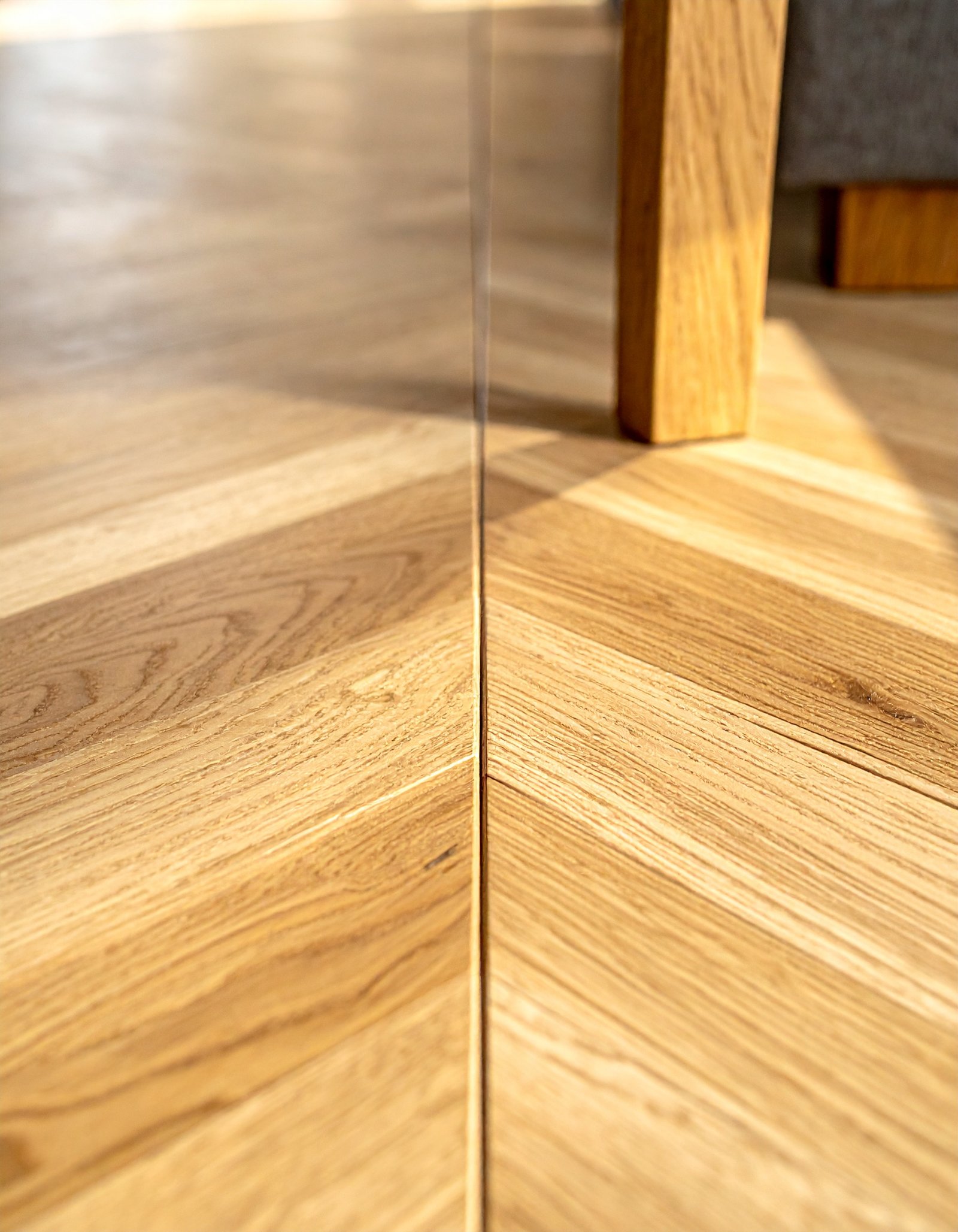 White Oak Herringbone Floor Living Room