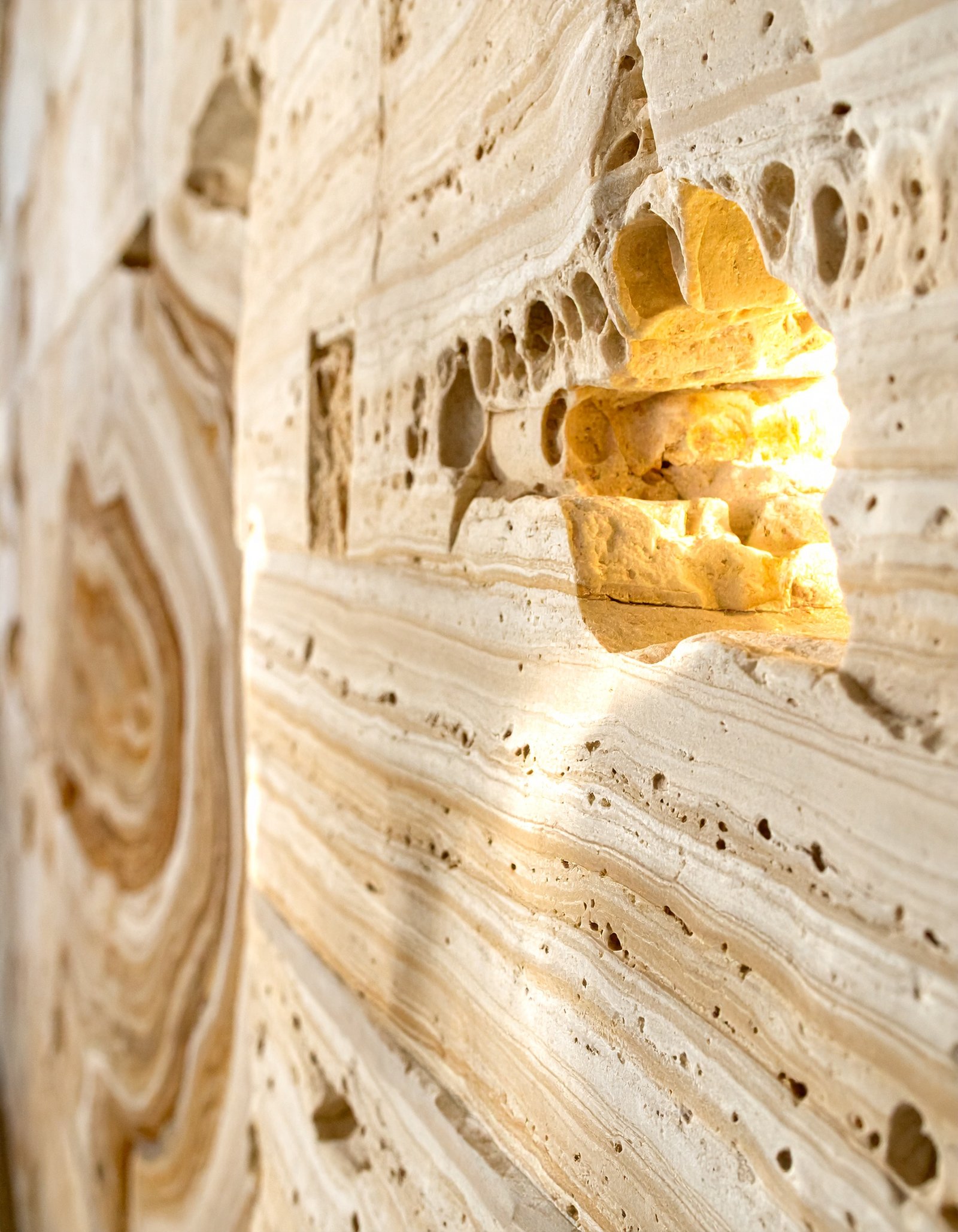 Travertine Feature Wall Living Room
