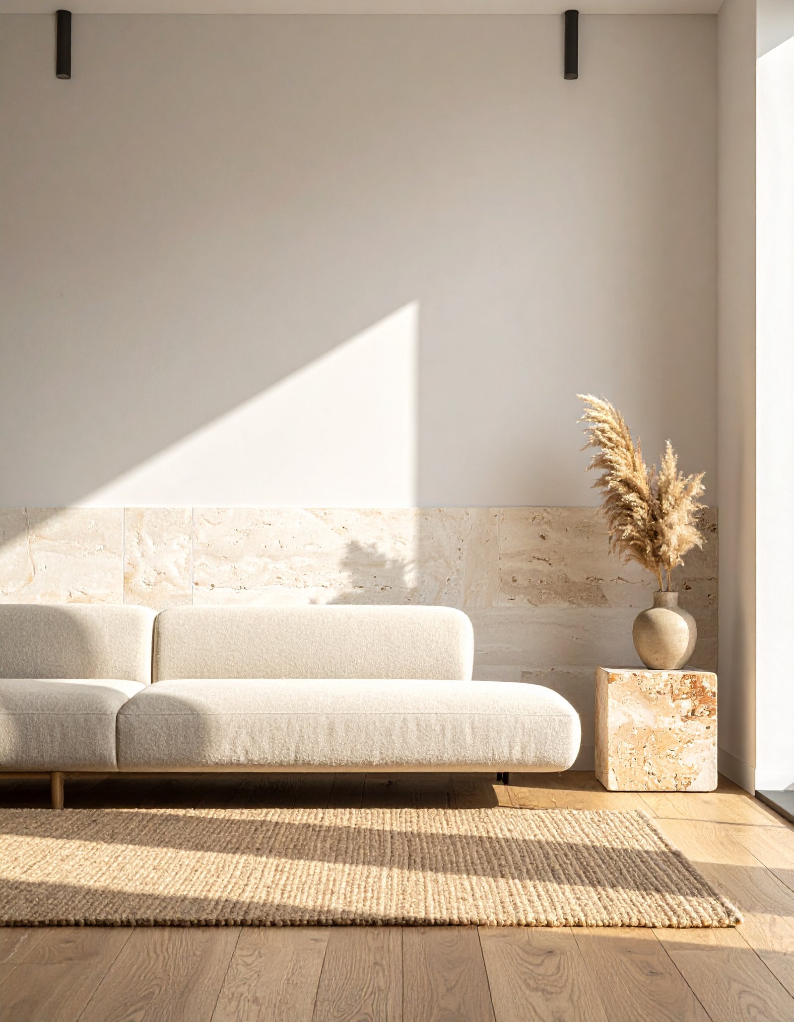 Travertine Feature Wall Living Room