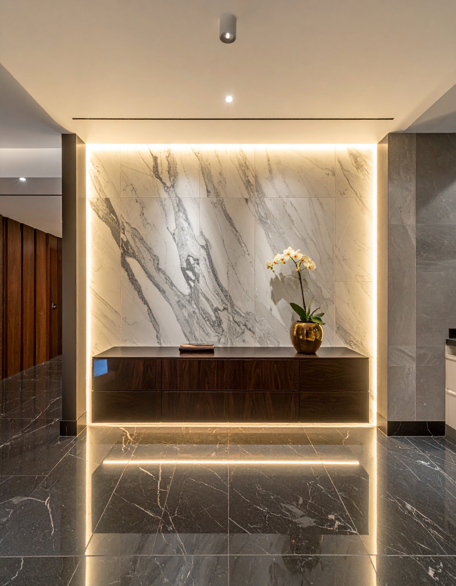 Backlit Quartzite Foyer