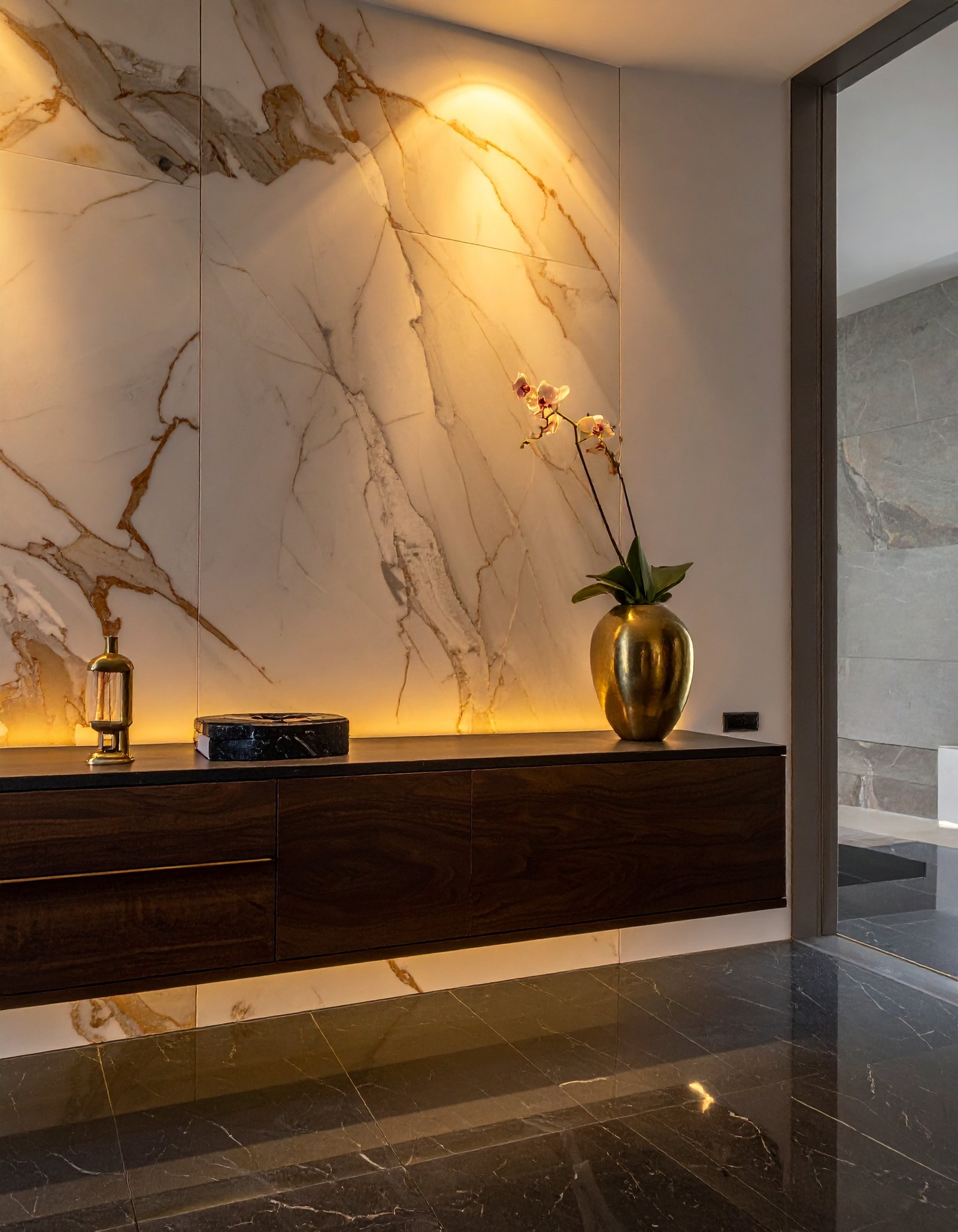 Backlit Quartzite Foyer