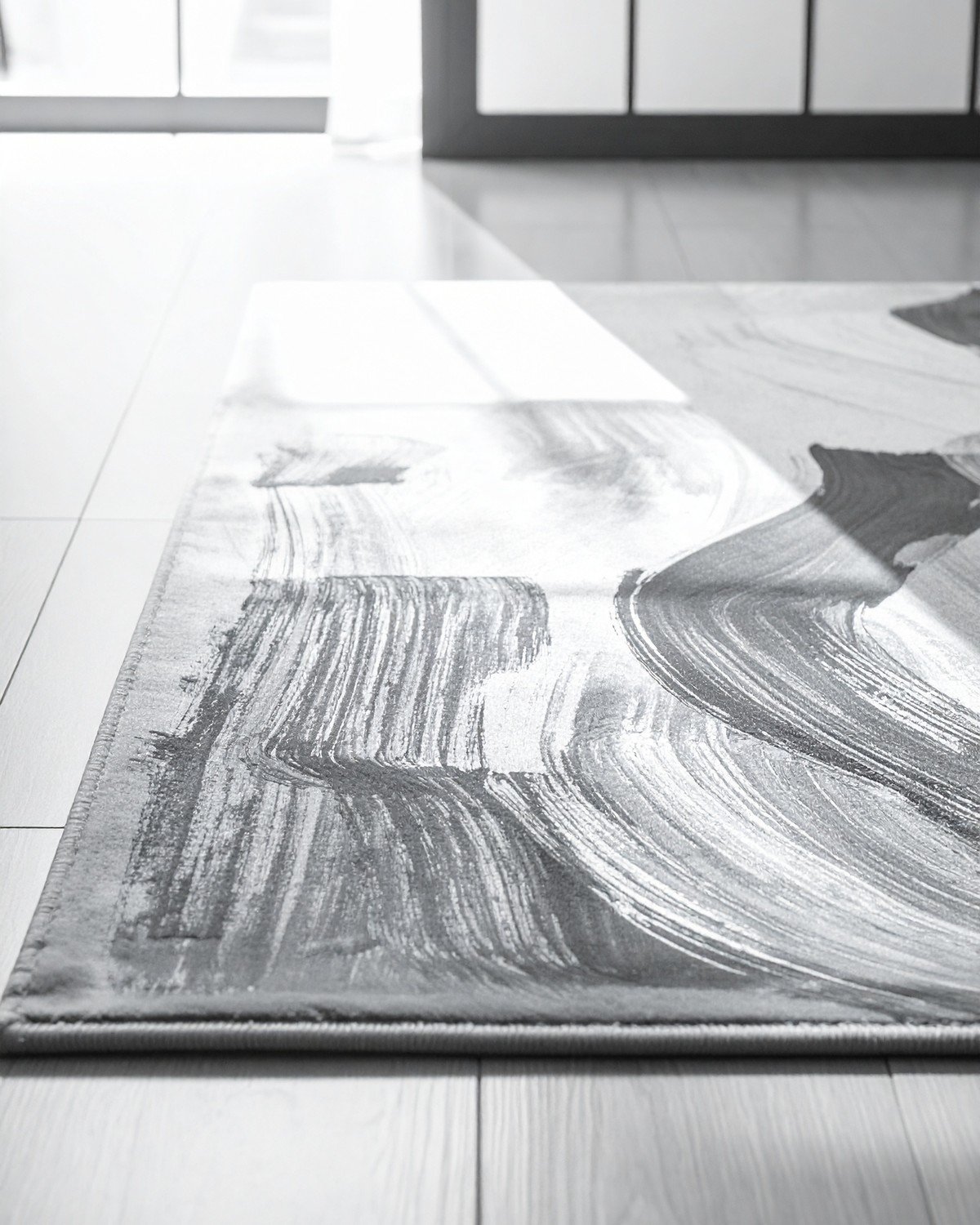 Bamboo Silk Rug — Abstract Brushstroke