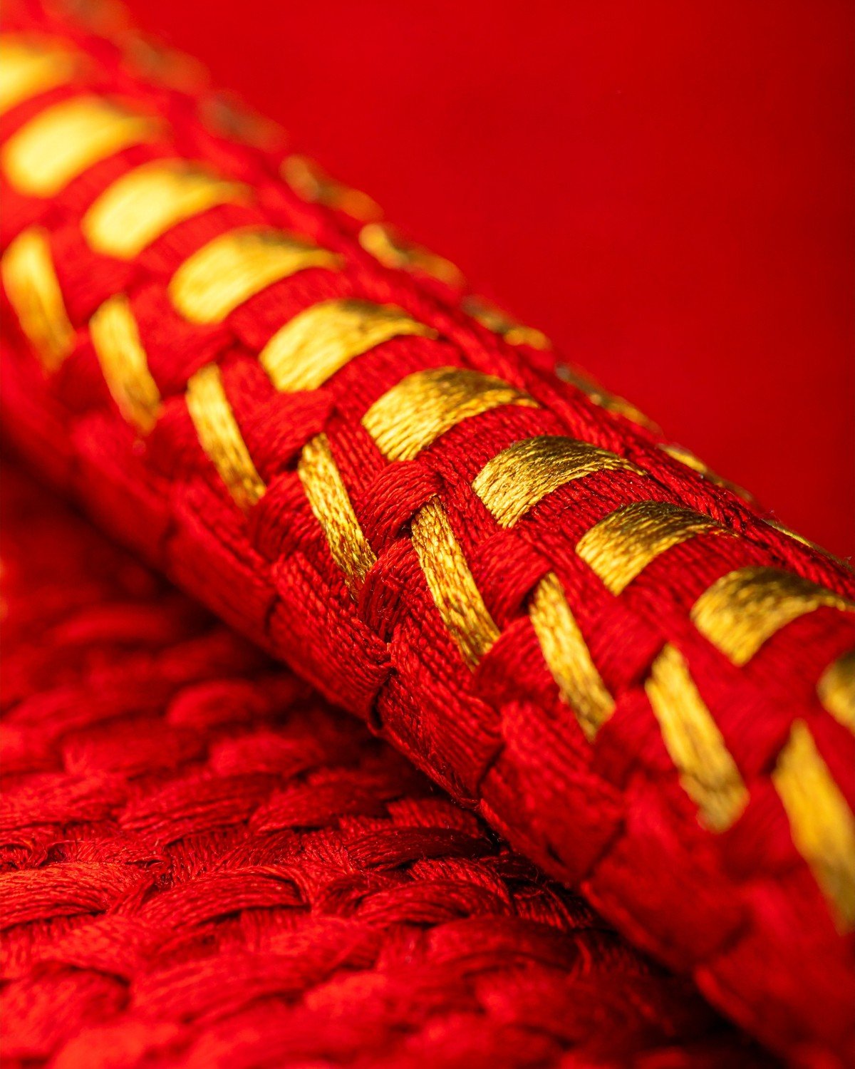 Handloom Banarasi Silk Upholstery — Gold Zari Brocade