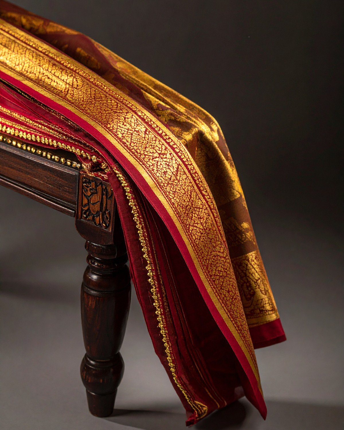 Handloom Banarasi Silk Upholstery — Gold Zari Brocade