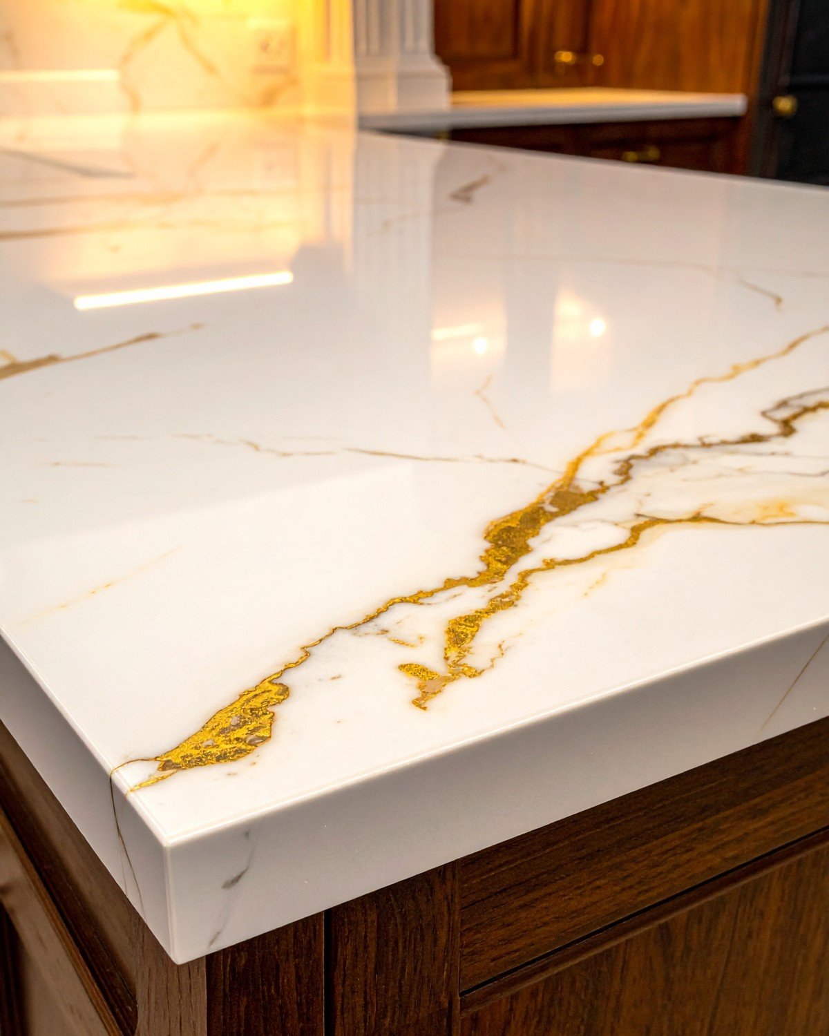 Italian Calacatta Marble Countertop — Gold Veining