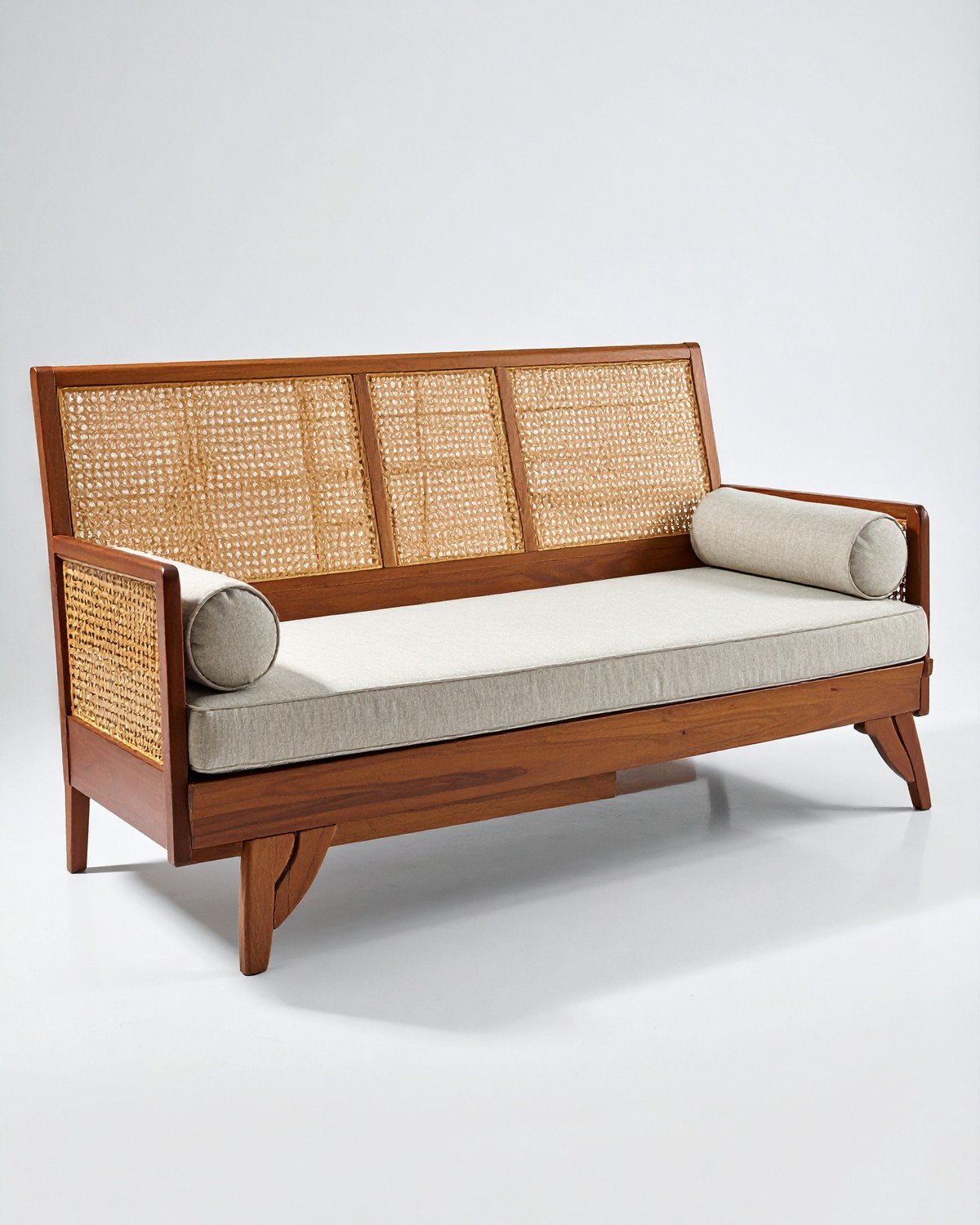 Cane & Teak Daybed — Contemporary Diwan
