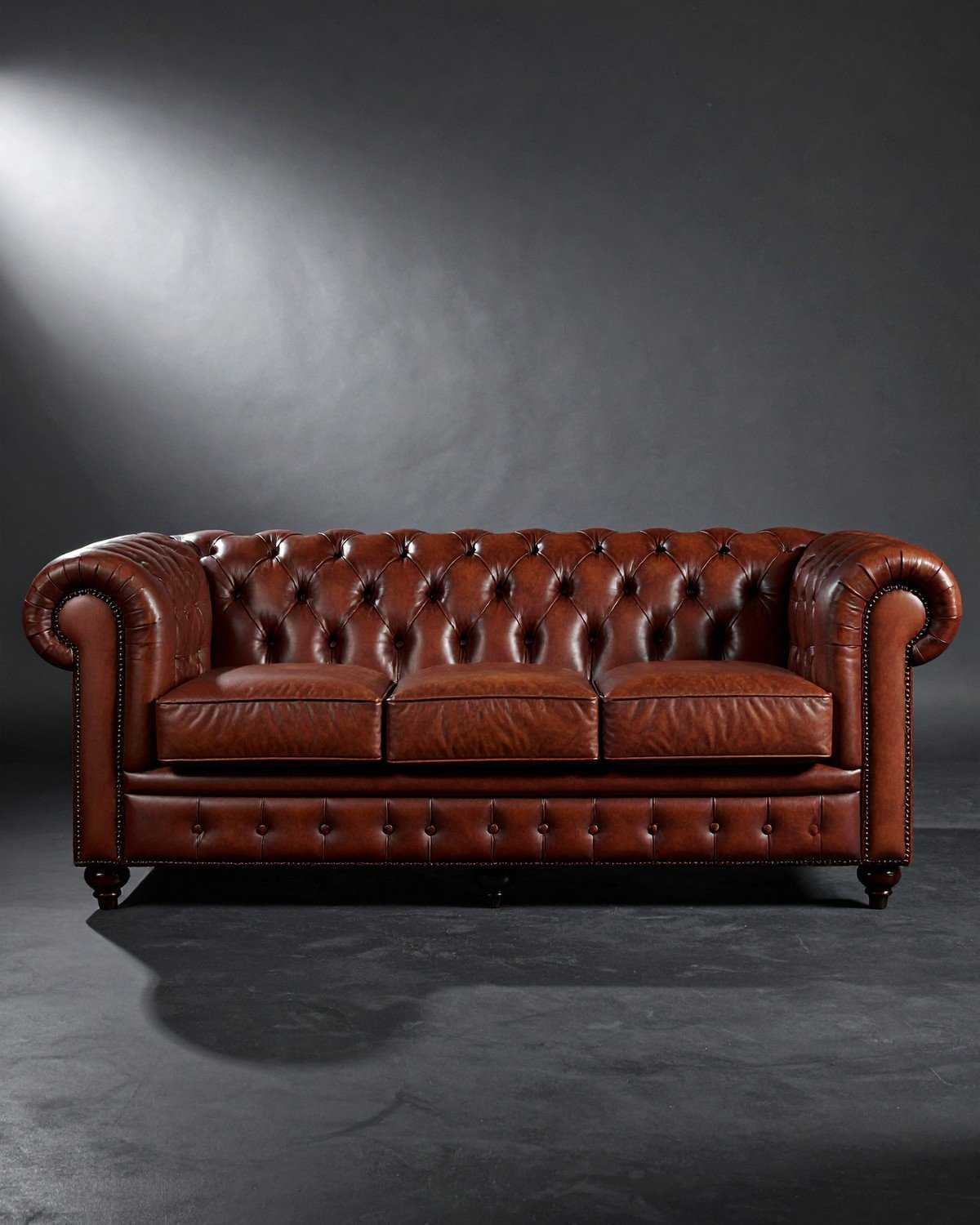 Chesterfield Sofa — Deep-Tufted Cognac Leather