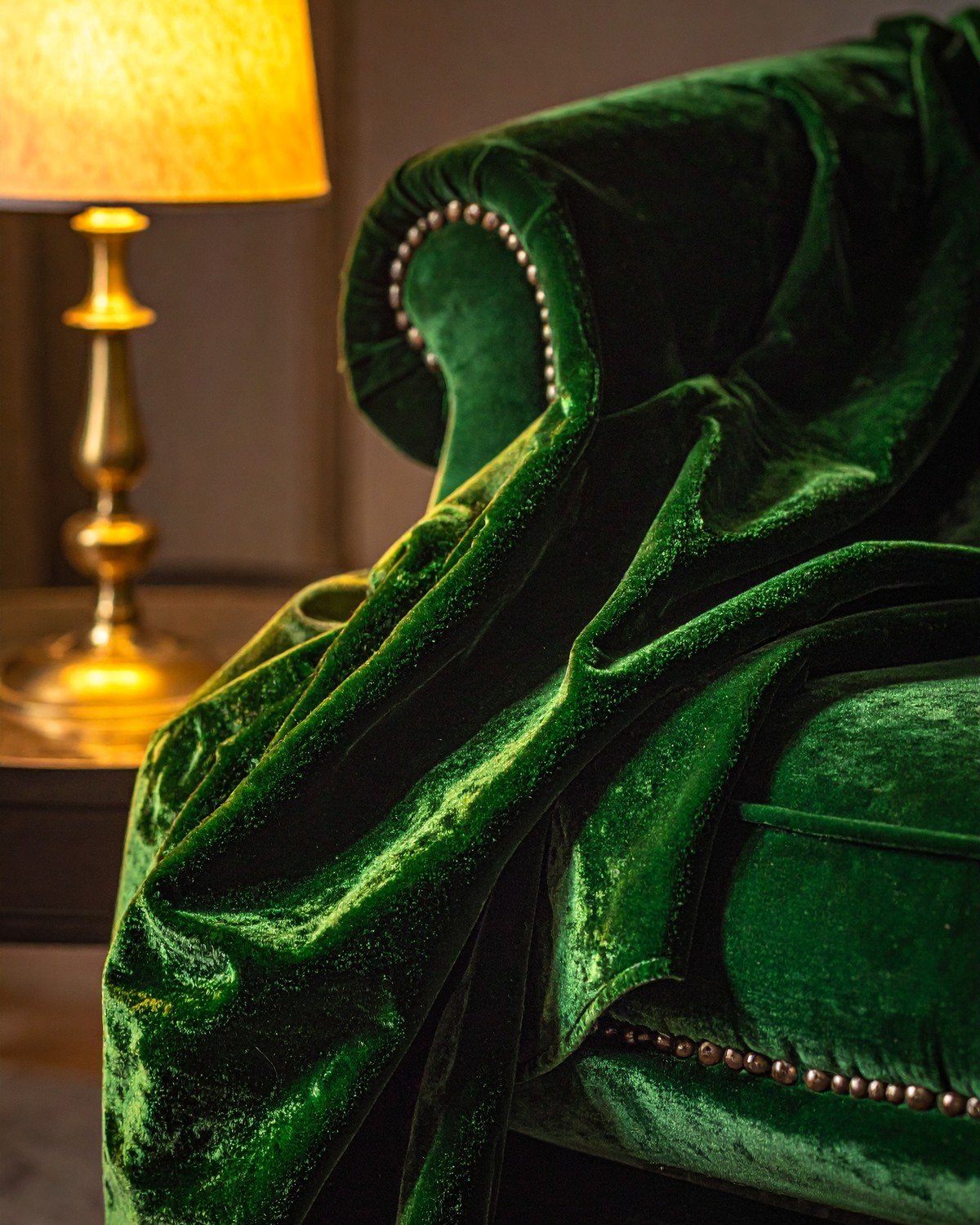 Italian Crushed Velvet Upholstery — Emerald Green