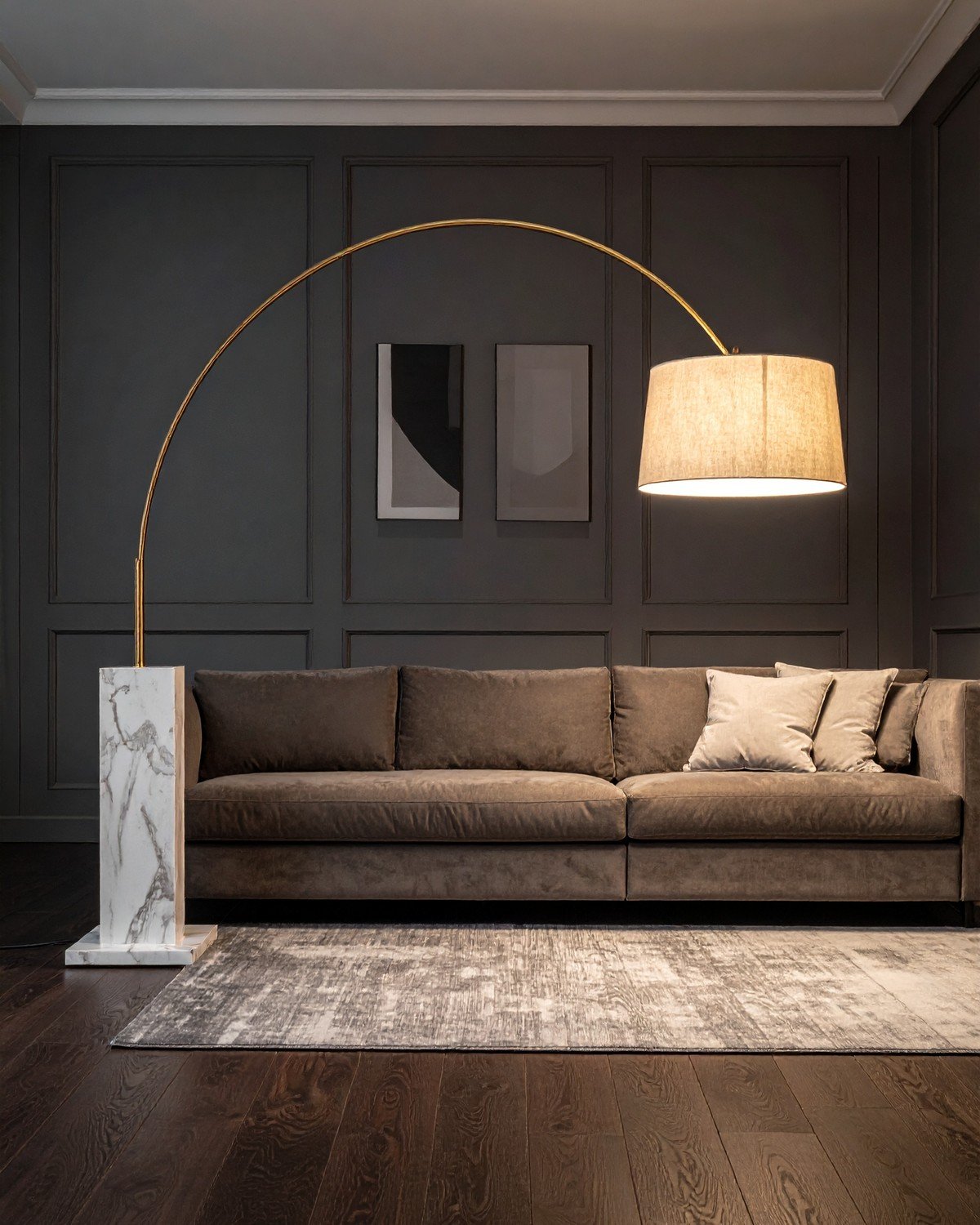 Marble & Brass Arc Floor Lamp