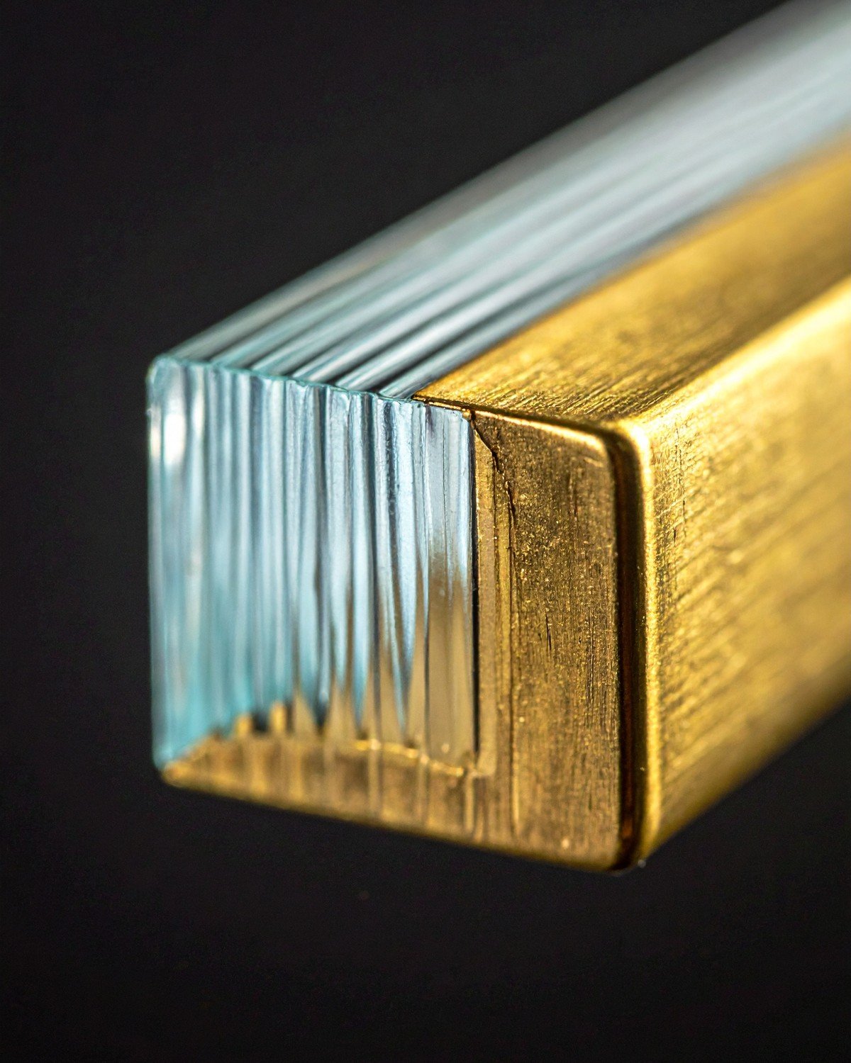 Fluted Glass Partition with Brushed Brass Frame