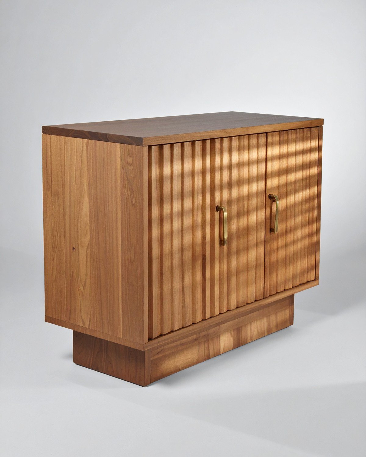 Fluted Oak Sideboard — Brass Hardware