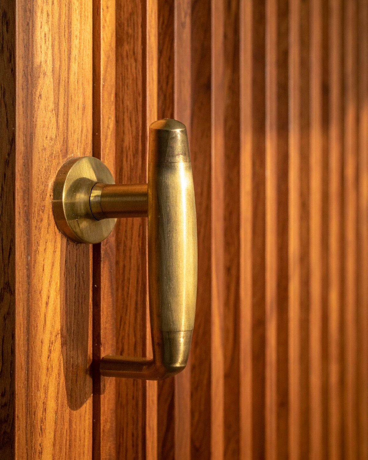 Fluted Oak Sideboard — Brass Hardware