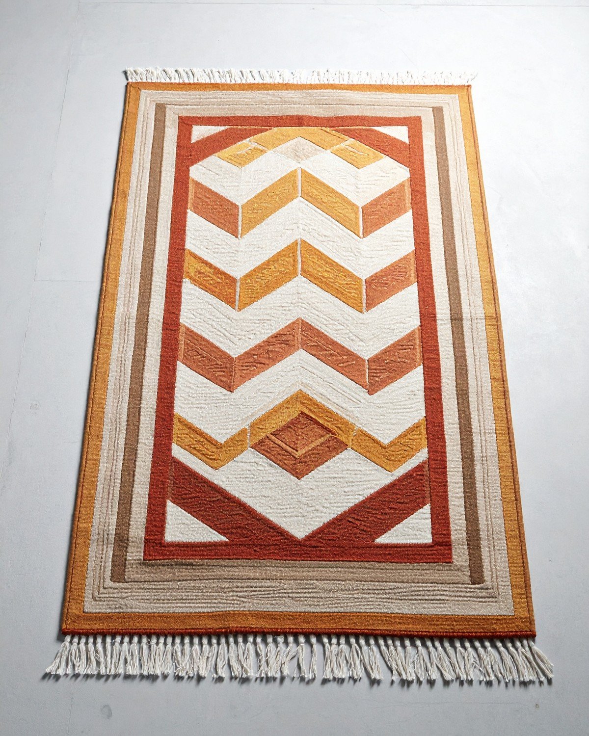 Handwoven Jute & Cotton Dhurrie — Chevron