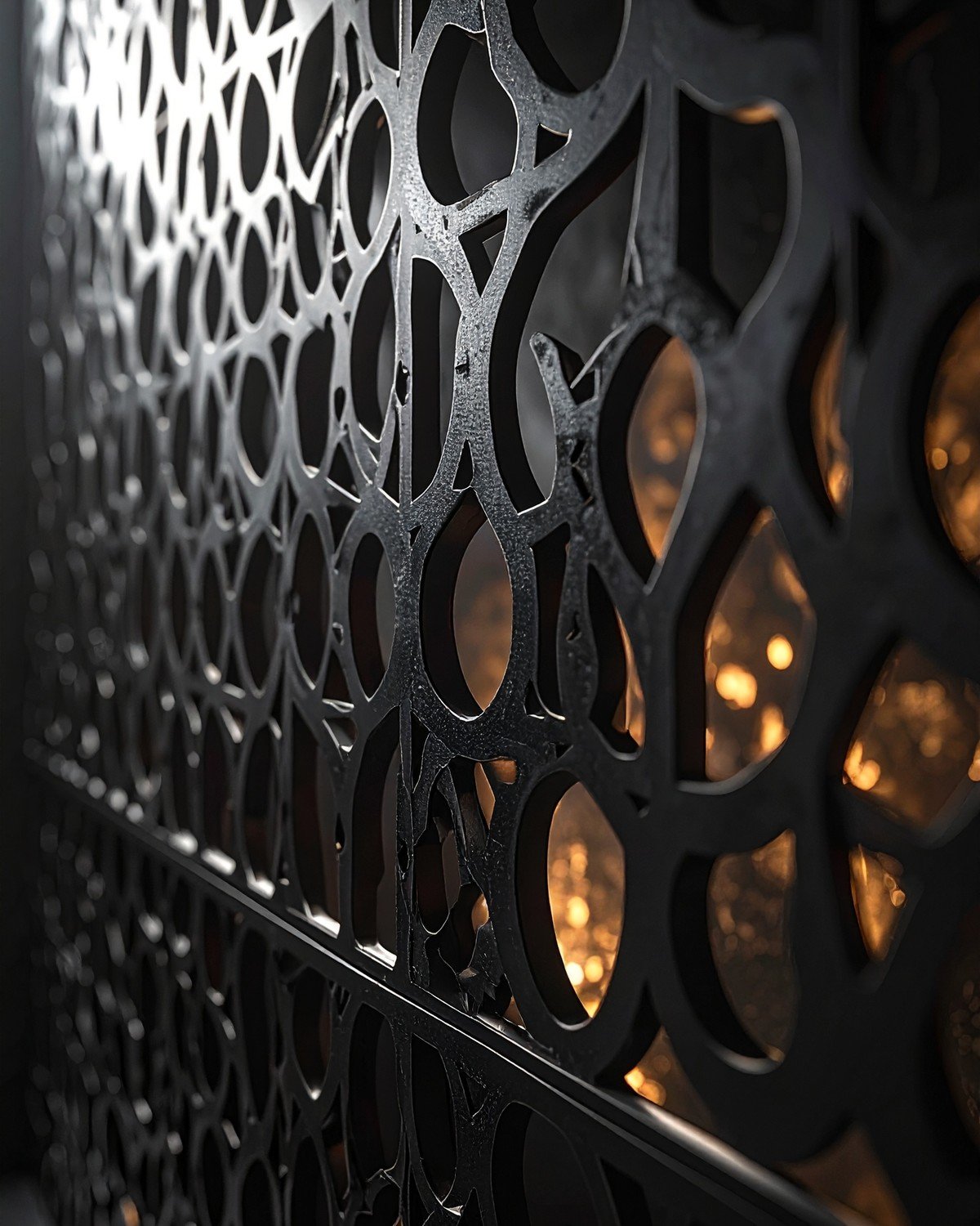 Laser-Cut Metal Mesh Screen — Geometric Jali