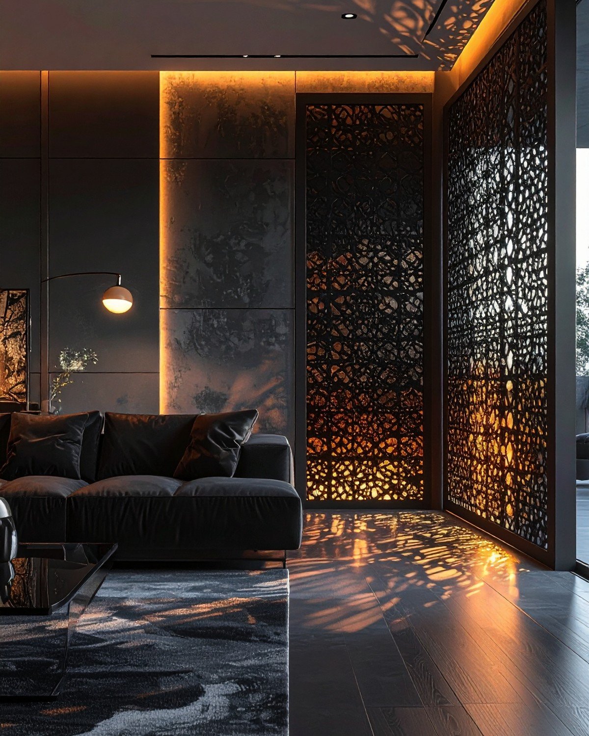 Laser-Cut Metal Mesh Screen — Geometric Jali