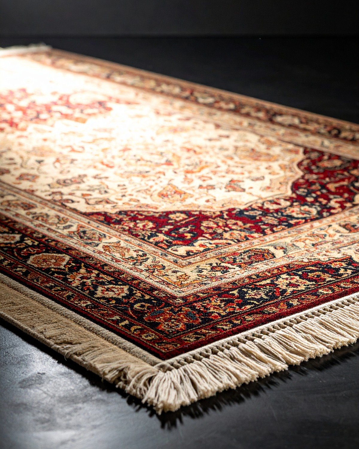 Vintage Persian Kashan Silk Rug — Medallion