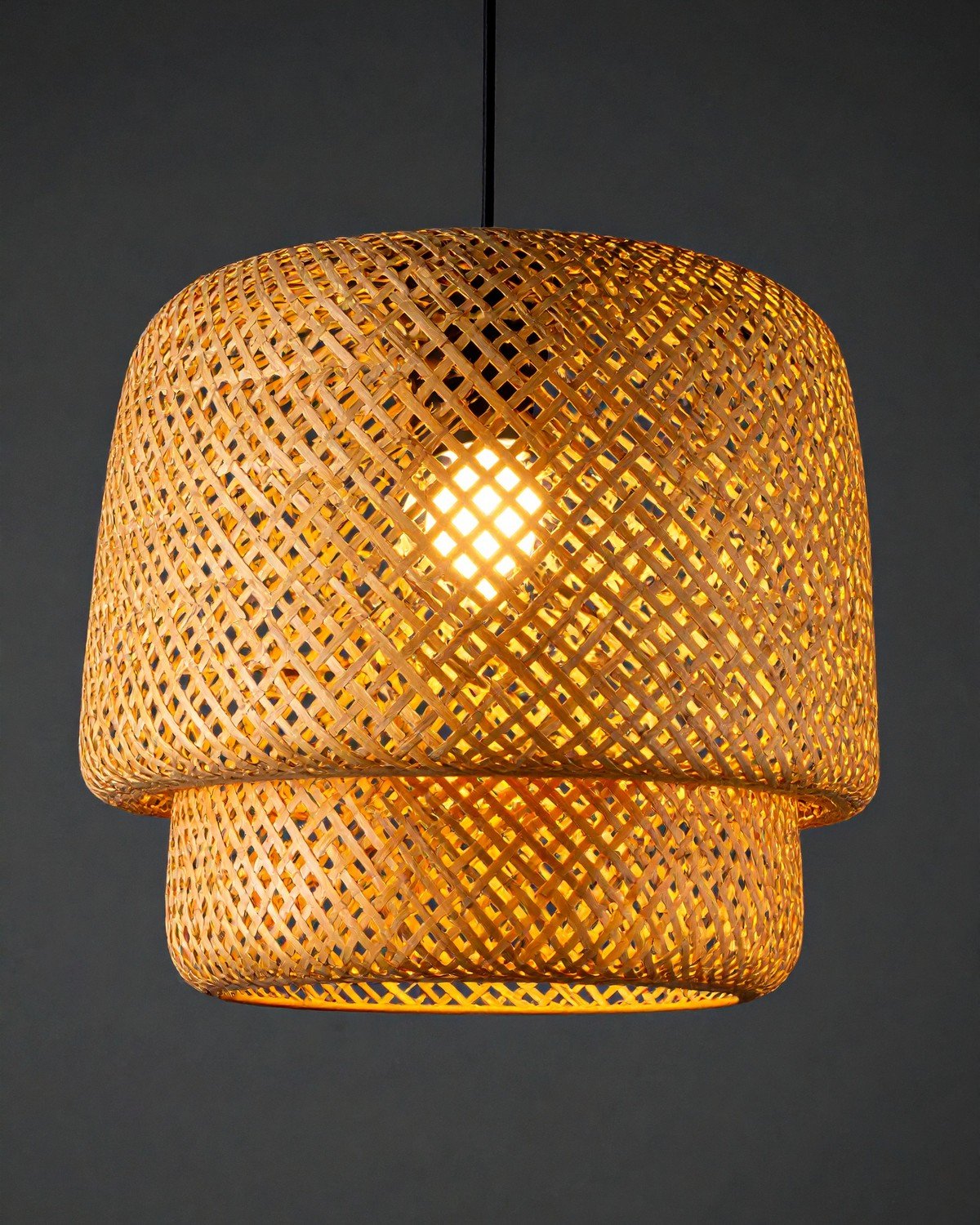 Hand-Woven Rattan Pendant Light — Dome