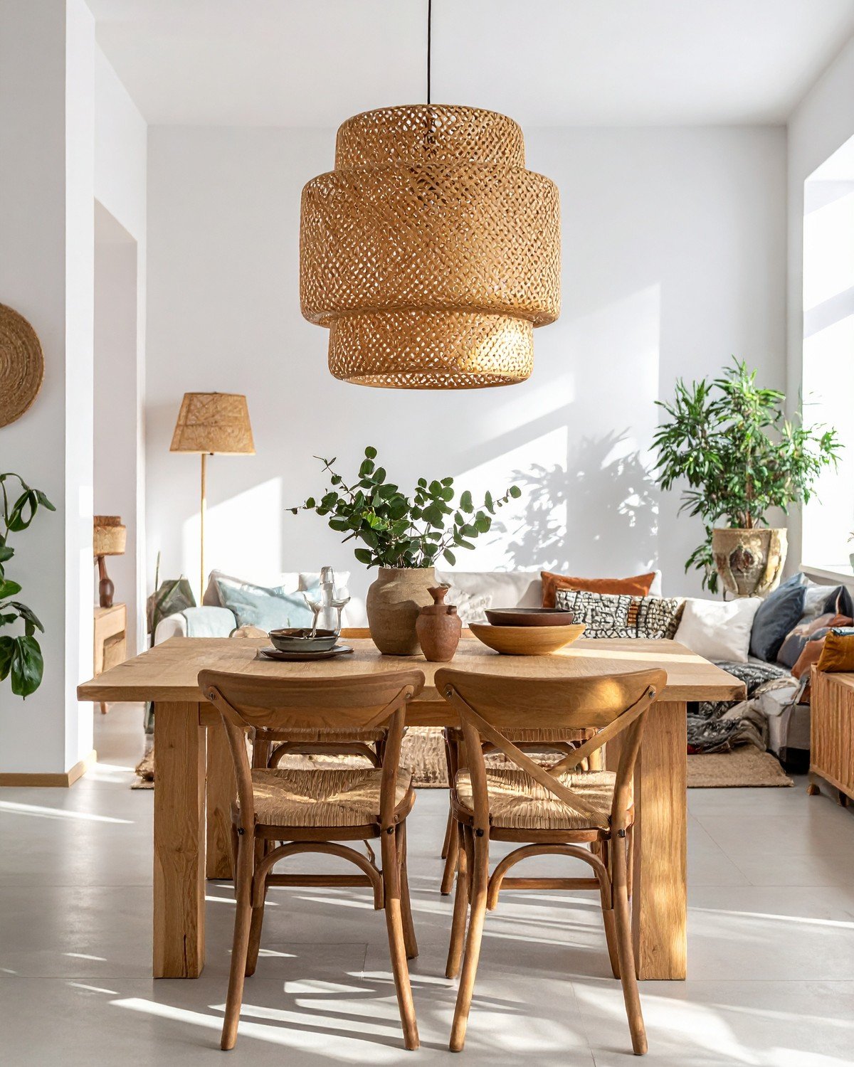 Hand-Woven Rattan Pendant Light — Dome