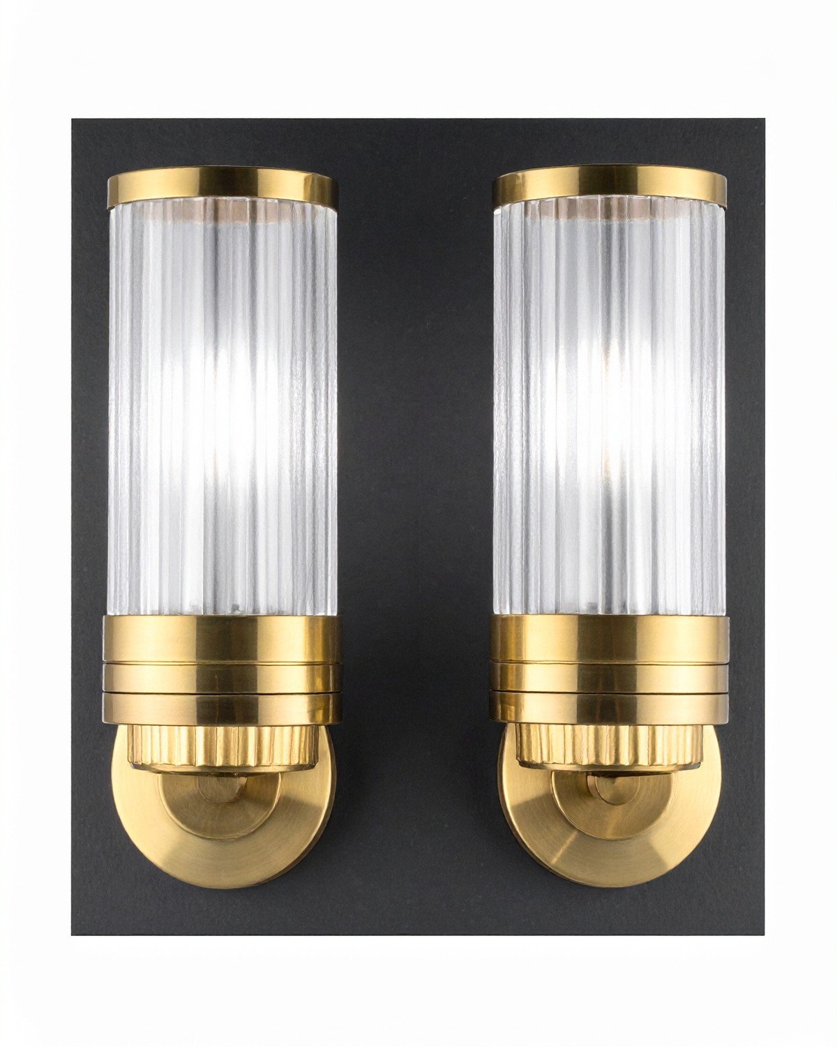 Art Deco Brass Wall Sconce — Fluted Glass