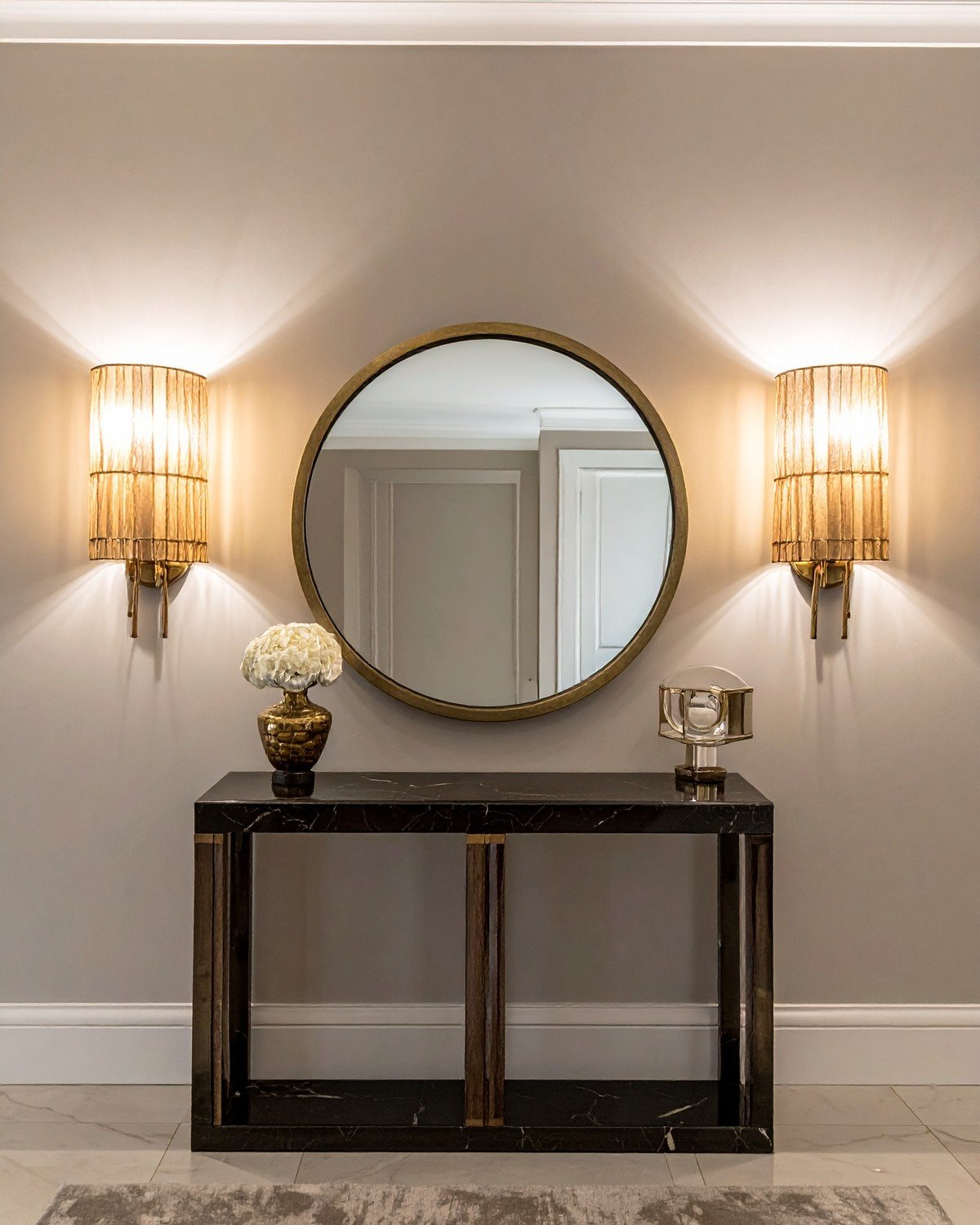 Art Deco Brass Wall Sconce — Fluted Glass