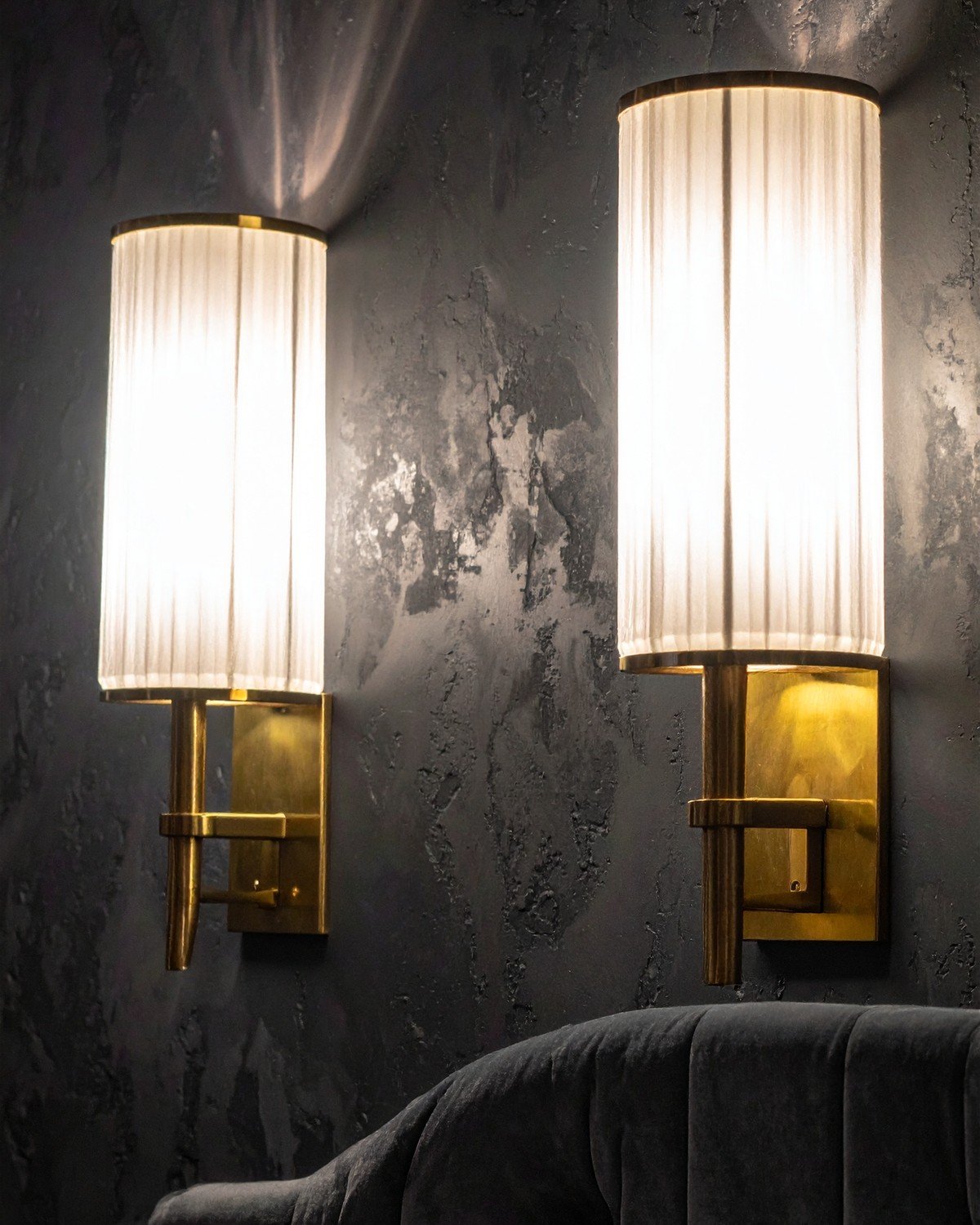 Art Deco Brass Wall Sconce — Fluted Glass