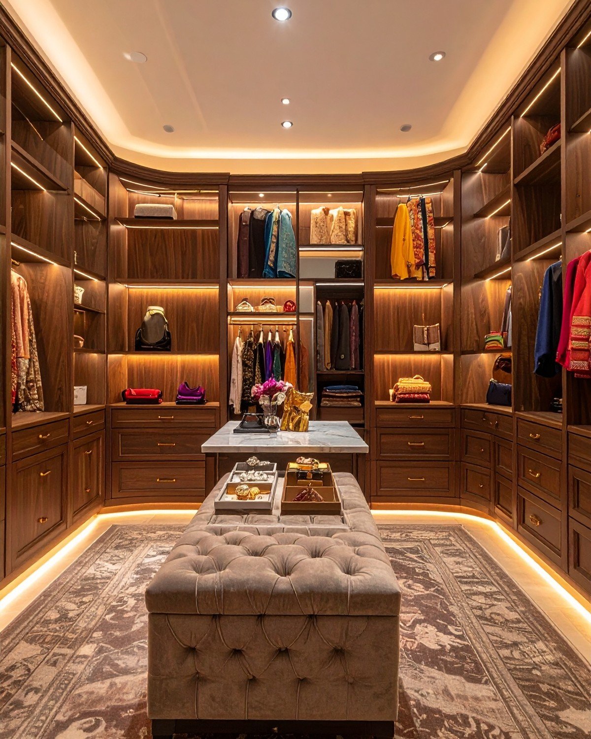 Modular Walk-In Wardrobe System — Smoked Oak