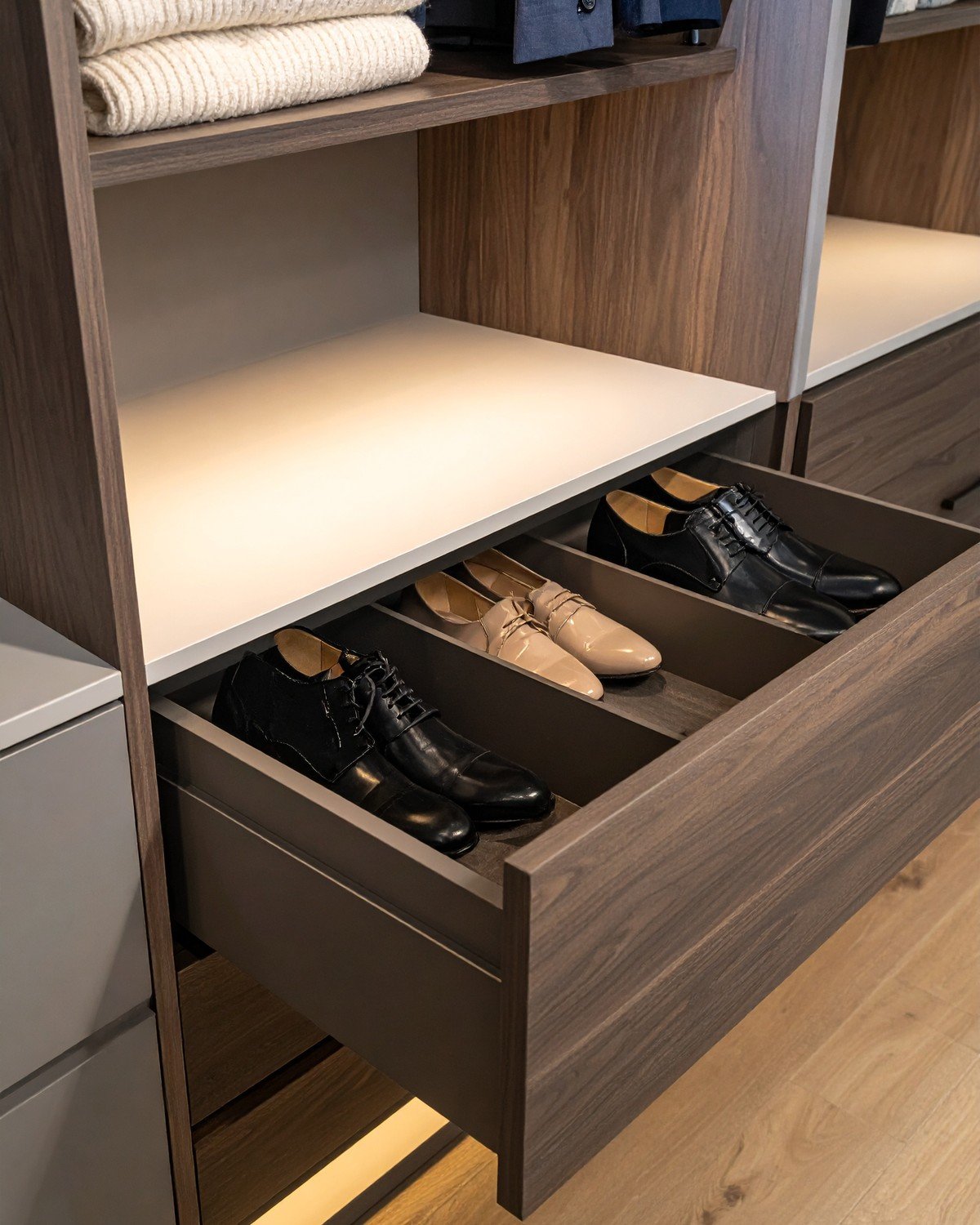 Modular Walk-In Wardrobe System — Smoked Oak