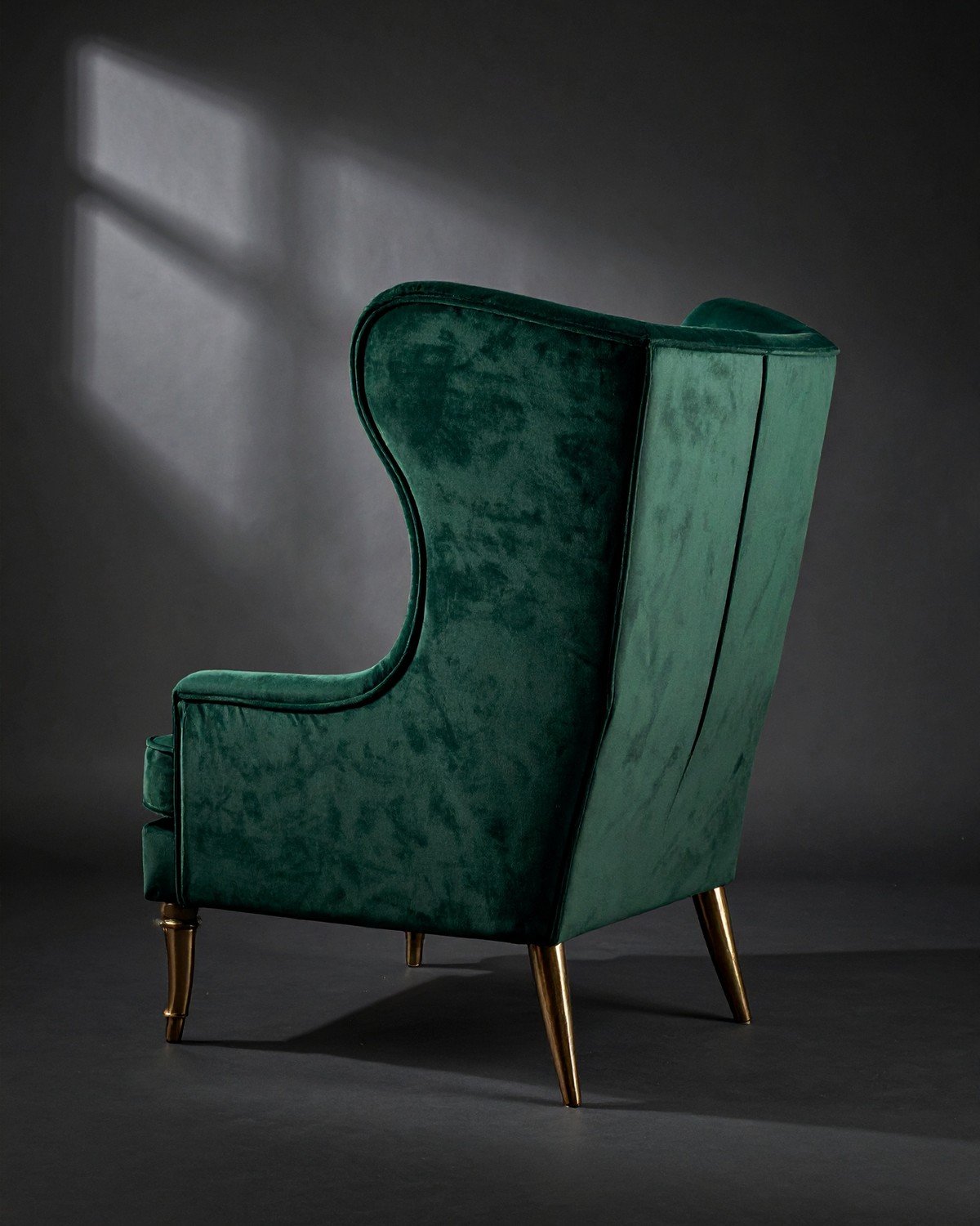 Sculptural Wingback Armchair — Emerald Velvet